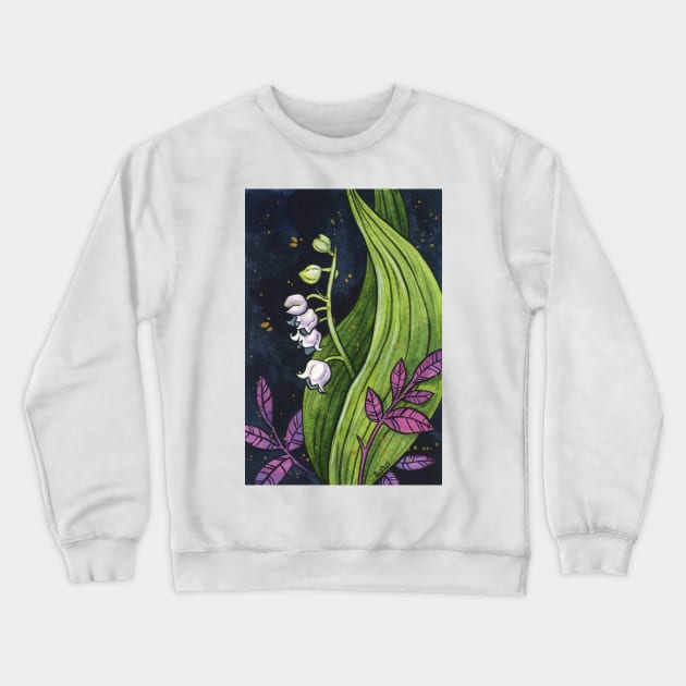 Lily of the valley - full painting Crewneck Sweatshirt by Ellen Wilberg